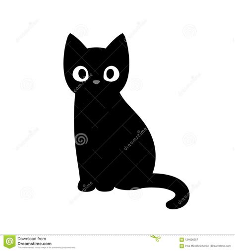 Cute Cartoon Black Cat Stock Vector Illustration Of