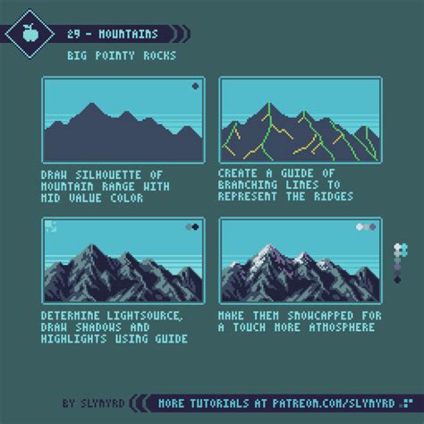 Pixel Art Tutorial Mountains Digital Painting Tutorials Digital Art