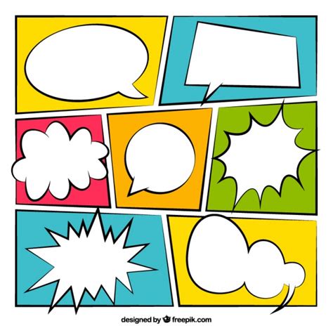 Download Pack de viñetas de comic de colores con globos de diálogo ...
