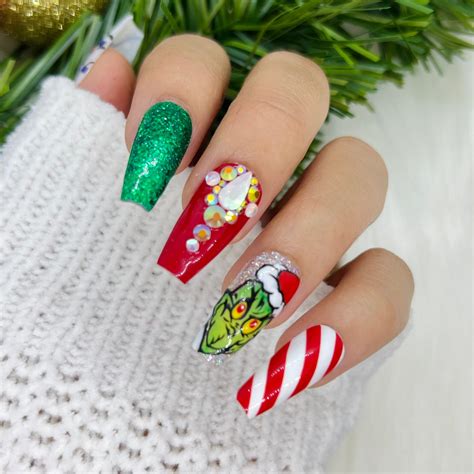 Grinch Press On Nails Glue On Nails Short Nails Stick On Etsy