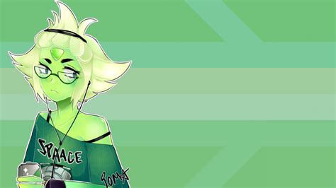 Steven Universe Peridot On Side With Green Background Hd