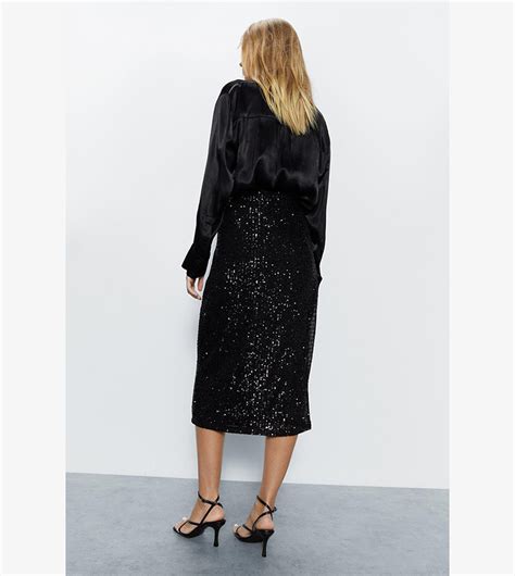 Buy Warehouse Sequin Midi Skirt In Black 6thStreet UAE