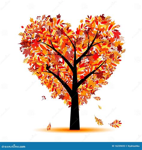 Beautiful Autumn Tree Heart Shape For Your Design Stock Vector