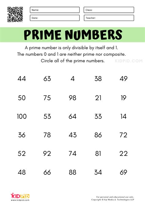 Prime Numbers Math Worksheets For Kids Kidpid
