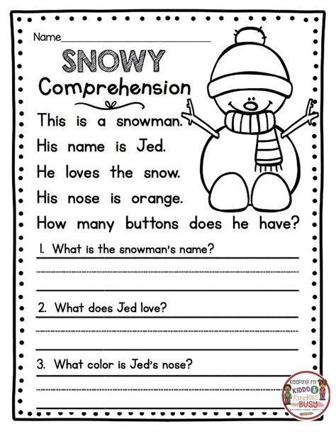 Simple Comprehension Passages For Grade 1 Printable Worksheet Images