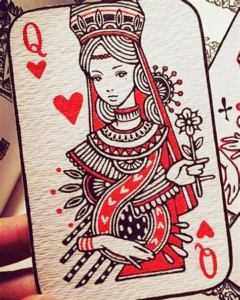 Lapak303 Playing Cards Art Playing Cards Design Queen Of Hearts Card