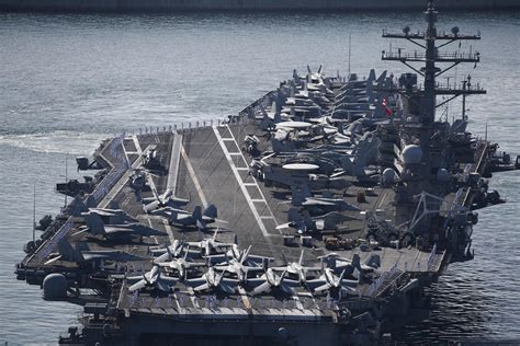 Us Nuclear Powered Aircraft Carrier Arrives In South Korea In A Show Of