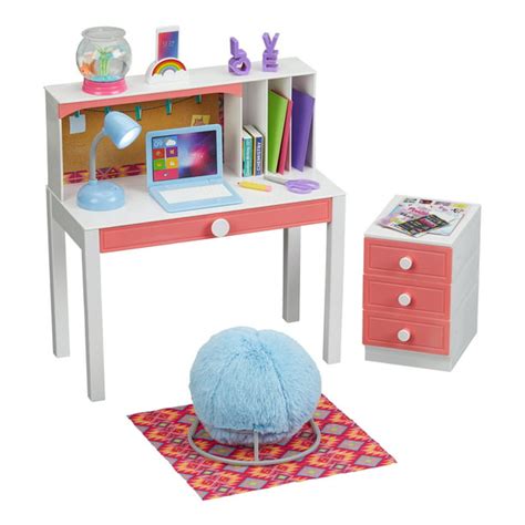 My Life As Desk Play Set For 18 Dolls Coral And Blue 24 Pieces
