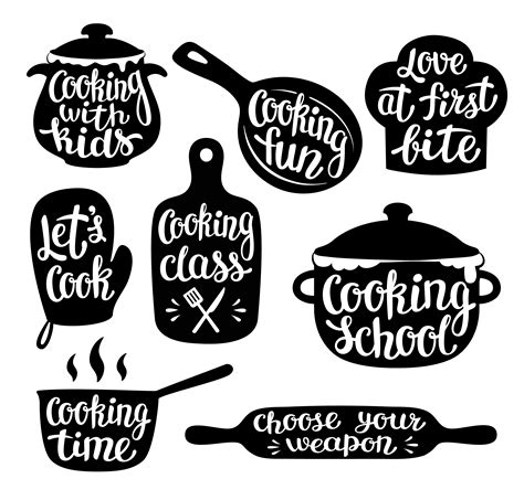 Collection Of Cooking Label Or Logo Hand Written Lettering