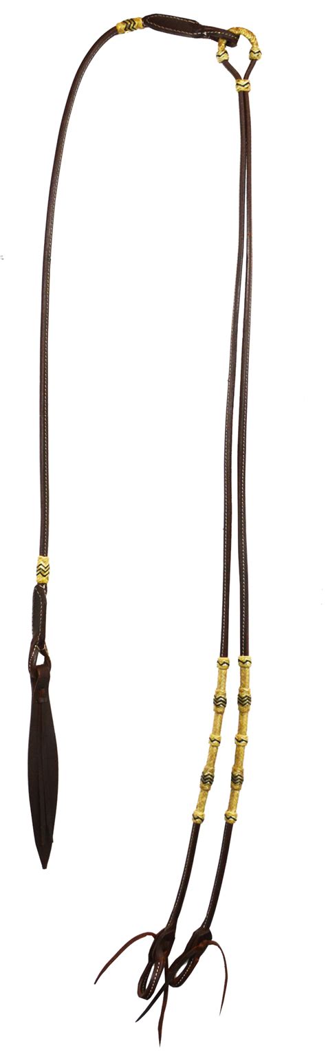 Red Leather And Rawhide Romal Reins 50