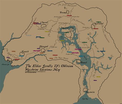The Elder Scrolls Iv Oblivion Wayshrine Locations Map Map For Pc By