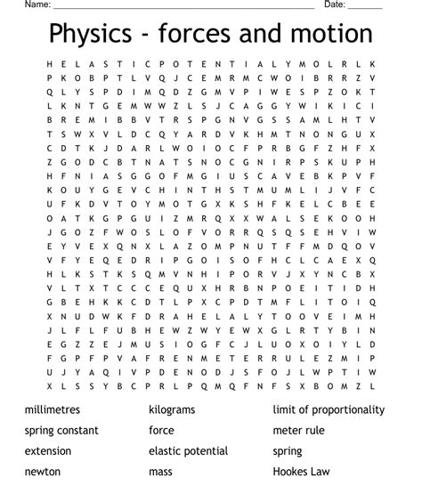 Physics Forces And Motion Word Search Wordmint