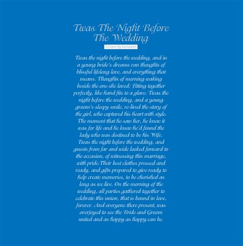 Twas The Night Before The Wedding Poem By Ms Moem Ms Moem Poems