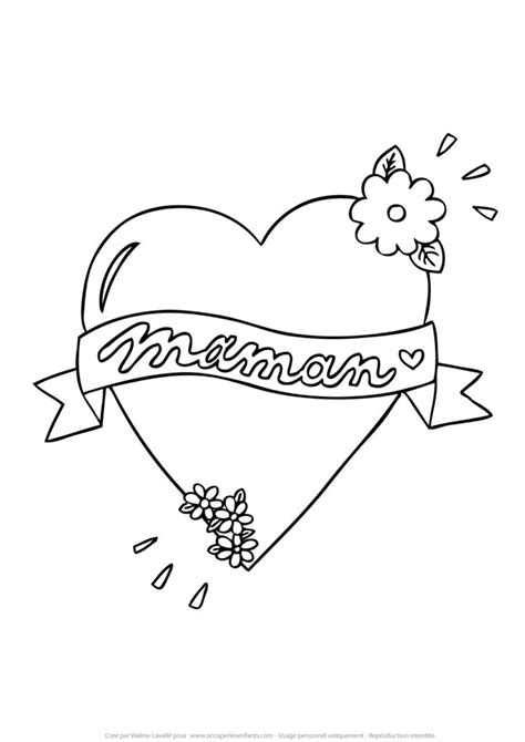 COLORIAGE COEUR MAMAN  Occuper Les Enfants
