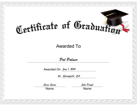 This Graduation Certificate Features A Mortarboard With A Rolled Up