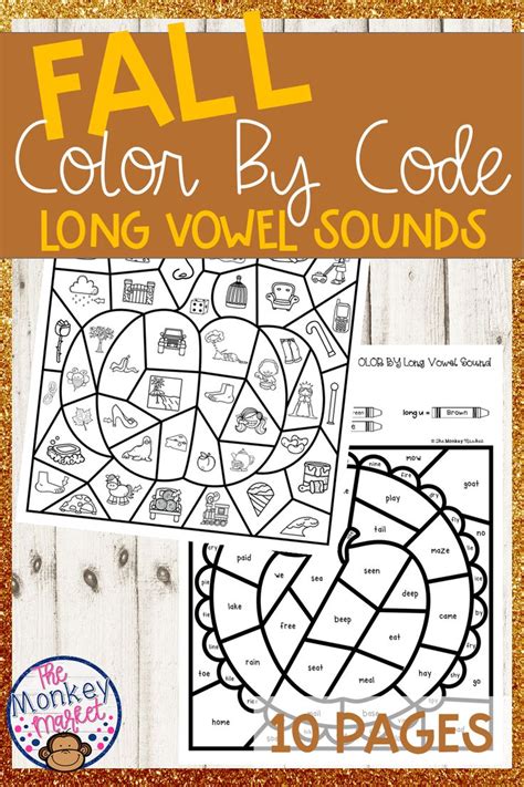 Fall Long Vowel Sounds Color By Code In 2020 Long Vowel Sounds Vowel