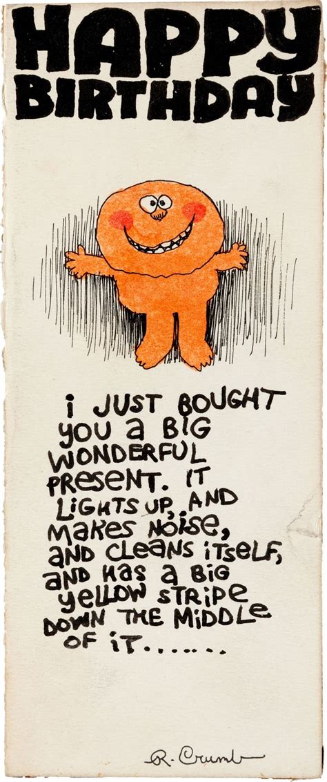 Original Comic Artillustrations Robert Crumb Birthday Card
