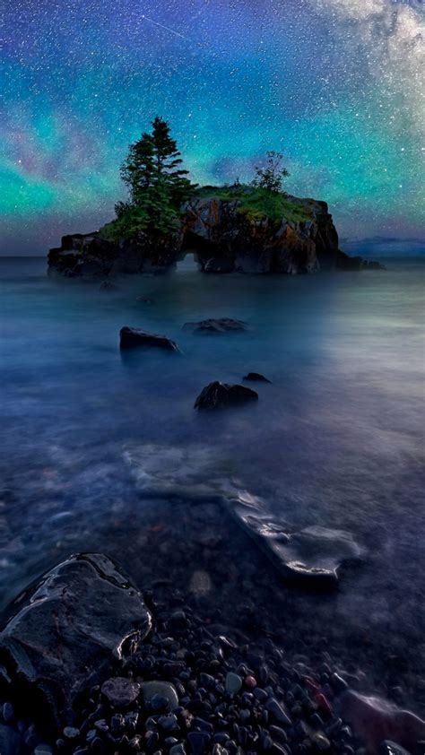 Milky Way Over Hollow Rock On Lake Superior Grand Portage Minnesota