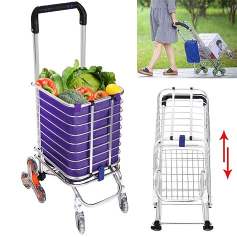 Travel Shopping Cart Aluminum Folding Swivel Wheel Grocery Laundry Cart
