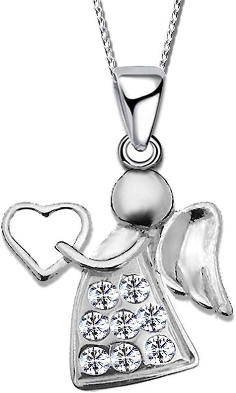 Angel Guardian Angel Pendant Necklace Heart 925 Silver Chain For