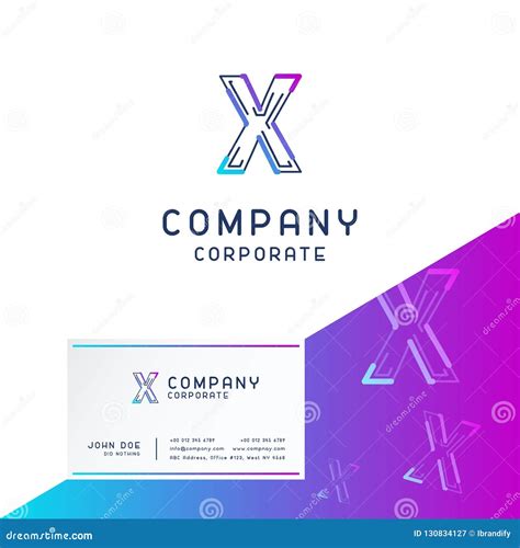 X Company Logo Design With Visiting Card Vector Stock Vector