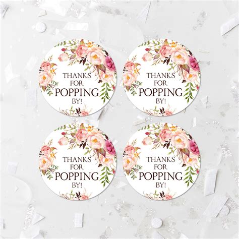Bohemian Thanks For Popping By Favor Labels Printable Pink Etsy