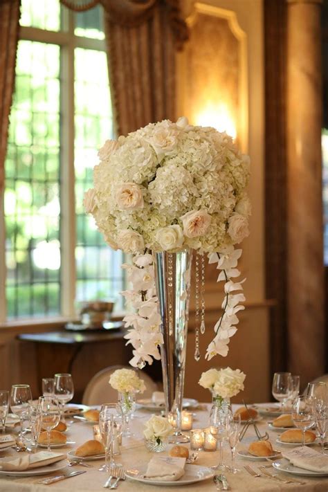 Wedding Centerpiece White Hydrangea Roses Orchids Hanging