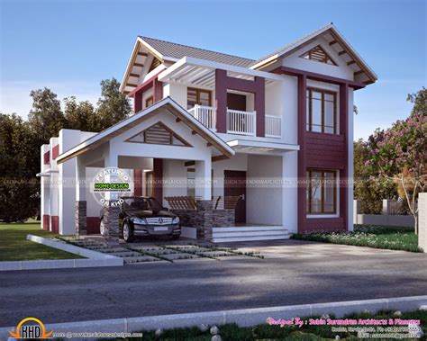 1951 Sq Ft Modern Sloped Roof Home Kerala Home Design And Floor Plans