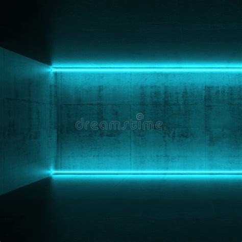 Abstract Horizontal Blue Neon Lights 3d Stock Illustration