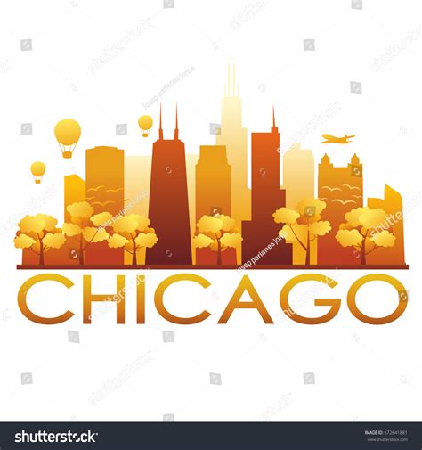 Chicago Skyline Silhouette Gradient Vector City Stock Vector Royalty