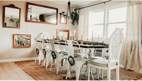 Modern Farmhouse Dining Room Love The Vintage Mirror Accent Wall