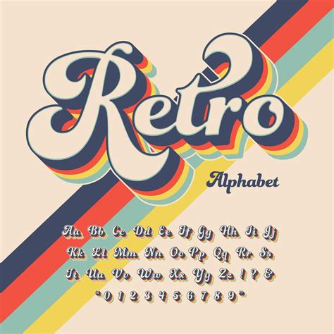 Alfabeto Retro De Los Años Setenta 3d Retro Typography Lettering
