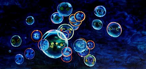Bubbles In Blue 15 X 30 Oil On Canvas Bubble Painting Bubble Art