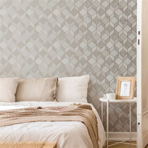 Vittorio Grey And Rose Gold Geometric Wallpaper Grey Wallpaper