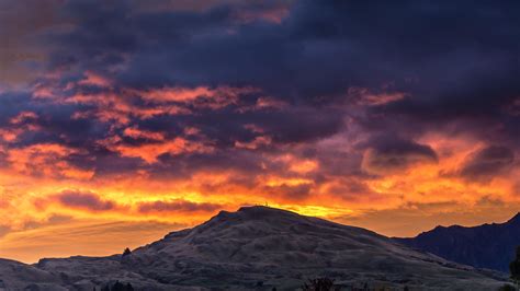 Wallpaper Mountain Sunset Clouds Queenstown New Zealand Hd