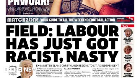 Newspaper Headlines Field Quits Nasty Labour And Grenfell Fraud