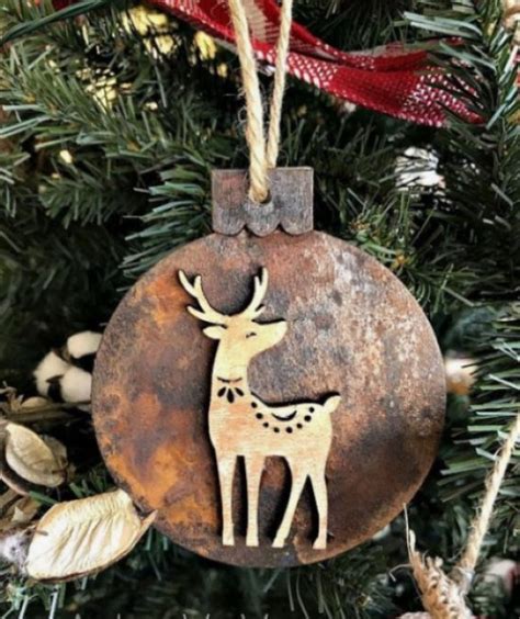 Rustic Wooden Christmas Ornament With Rust Decor And A Little Wooden