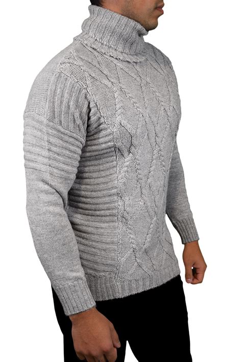 Men's Cable Turtleneck Sweater in Pure Baby Alpaca | Cashmere Boutique