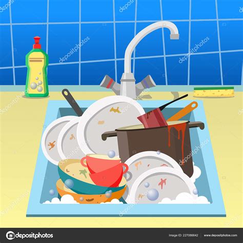 Sink Dirty Dishes Flat Style Illustration Stock Vector By Ekaterinasun