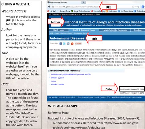 How do I create an APA reference and in-text citation for a WEB SITE or