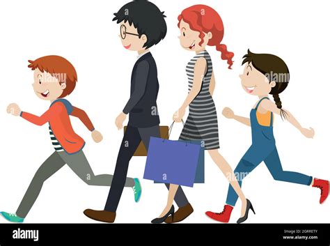 Adults And Children Walking Stock Vector Image And Art Alamy