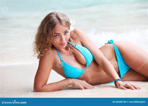 Woman Lying On Beach Stock Photo Image Of Tropical Woman 63680756