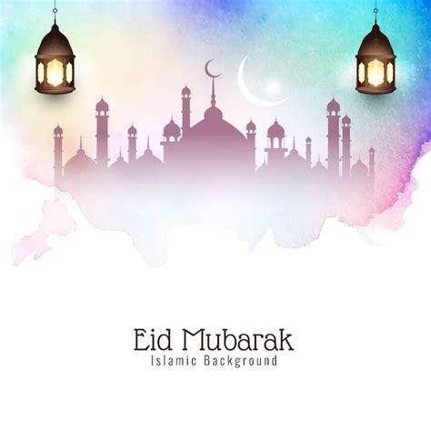 Free Vector Colorful Eid Mubarak Elegant Decorative