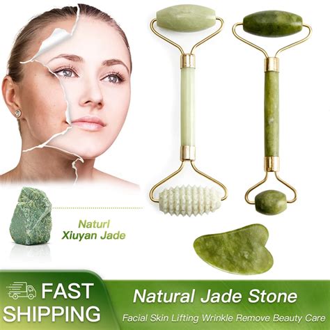 Natural Jade Roller Facial Massage Roller Gua Sha Massager For Face Eye Scraping Facial Skin
