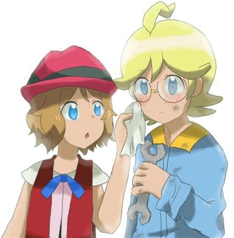 Serena Hey Clemont Hold Still You Got Something Right Here Clemont Oh Uh Um Ok Serena There