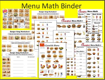 Our pdf math worksheets are available on a broad range of topics including number. Empowered By THEM: Menu Math Packet