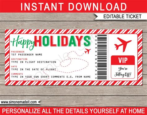 Need a gift certificate template? Holiday Boarding Pass Gift Surprise Trip Getaway Vacation | Etsy | Gift certificate template ...