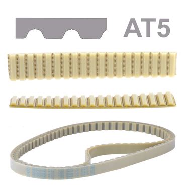 According to the belt profile selection table, we can choose at10 because when the cleats are welded on the belt, the burr tend to occurs at root of the cleats. MEGADYNE PU Timing belt MEGAPOWER section AT5 width 25mm