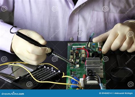 Chip Soldering Man Hands Stock Photo Image Of Industry 89484014