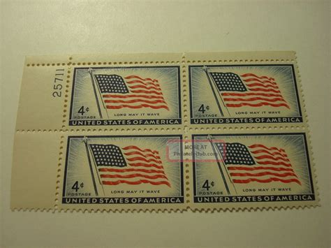 U S Stamp Plate Block 1094 4 Cent 1957 American Flag